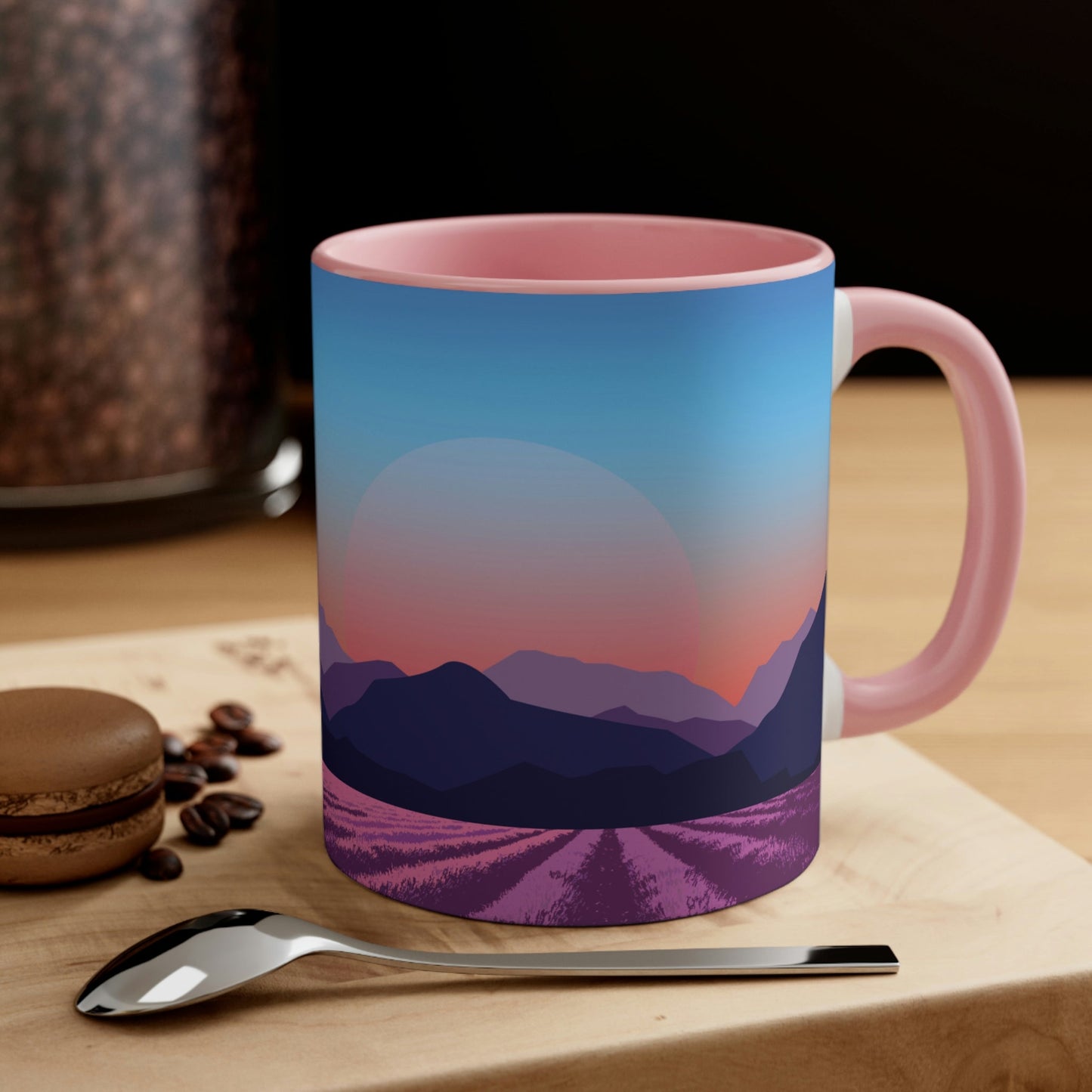 Provence Landscape Lavender Minimal Art Classic Accent Coffee Mug 11oz Ichaku [Perfect Gifts Selection]