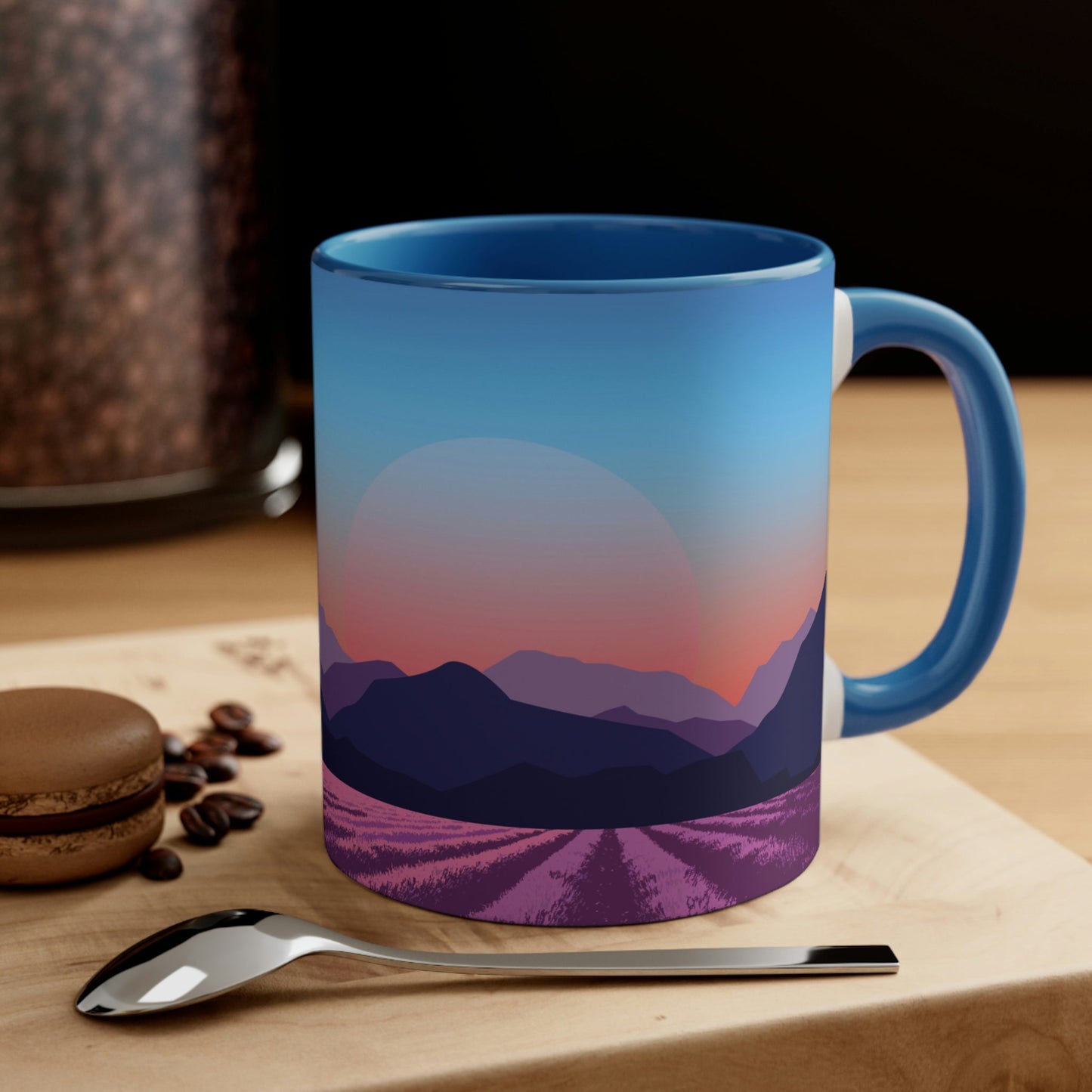 Provence Landscape Lavender Minimal Art Classic Accent Coffee Mug 11oz Ichaku [Perfect Gifts Selection]