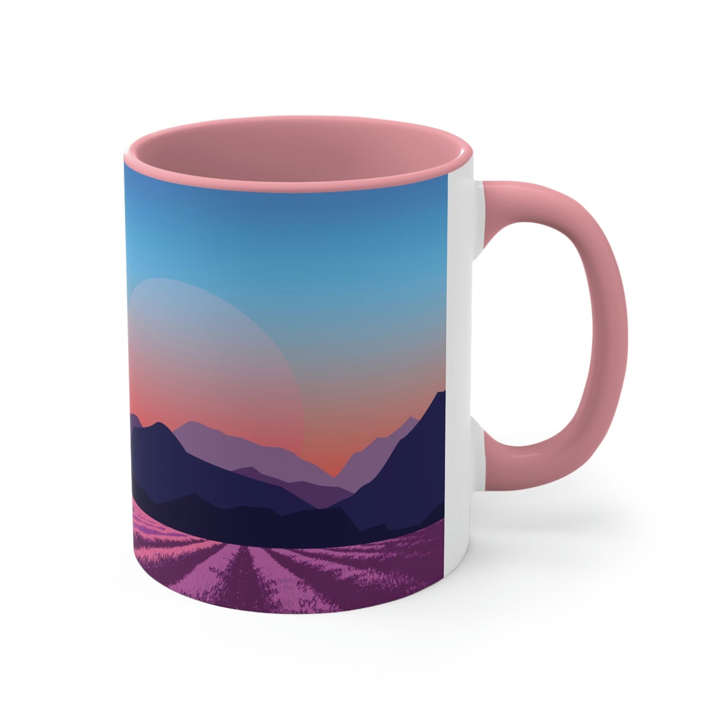 Provence Landscape Lavender Minimal Art Classic Accent Coffee Mug 11oz Ichaku [Perfect Gifts Selection]