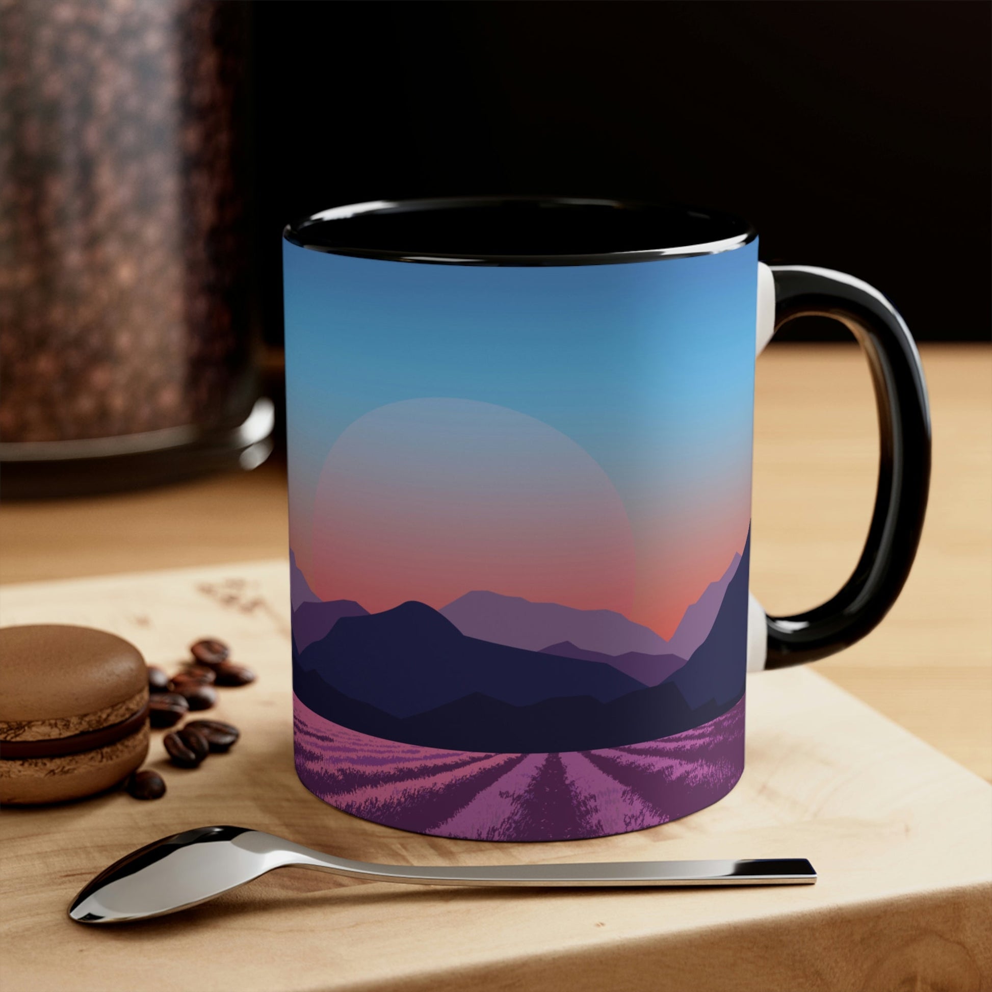 Provence Landscape Lavender Minimal Art Classic Accent Coffee Mug 11oz Ichaku [Perfect Gifts Selection]