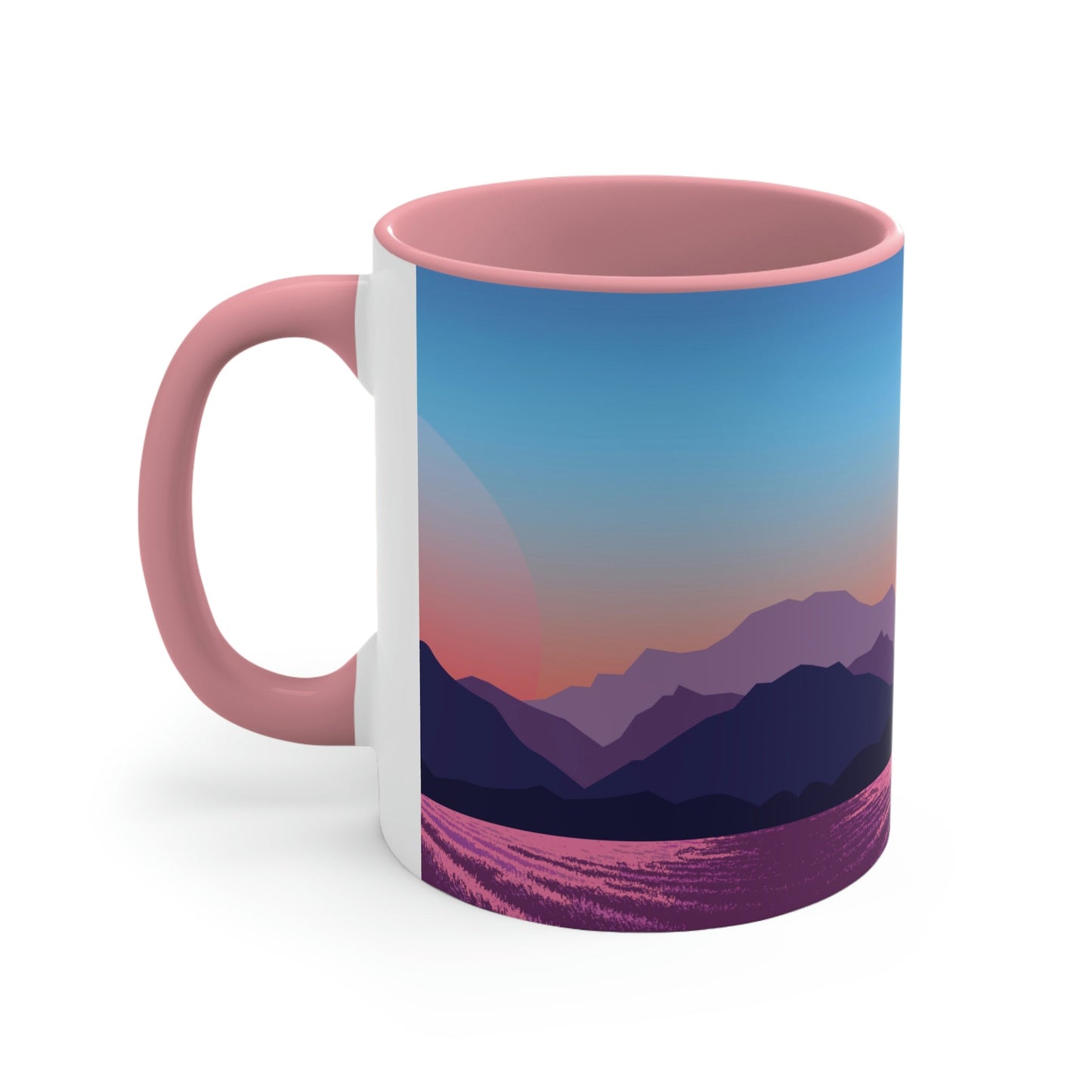 Provence Landscape Lavender Minimal Art Classic Accent Coffee Mug 11oz Ichaku [Perfect Gifts Selection]