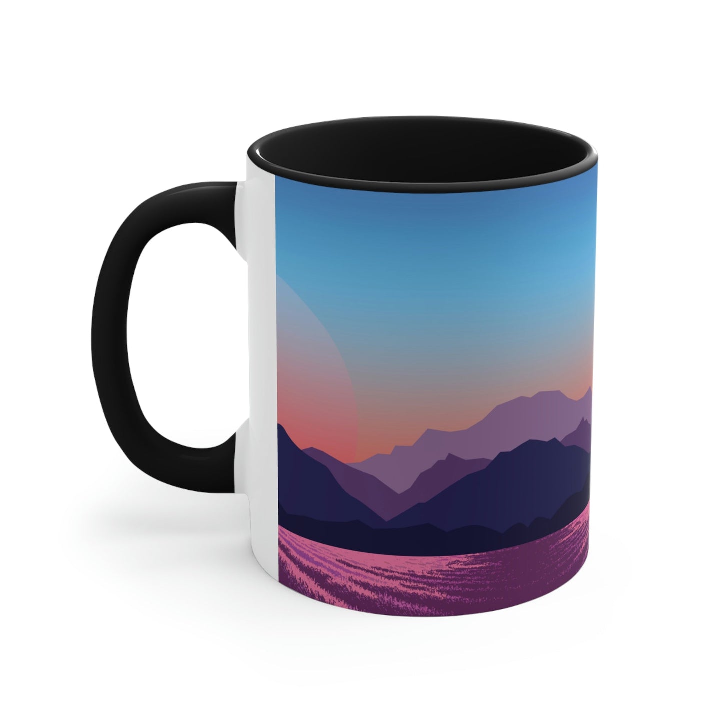 Provence Landscape Lavender Minimal Art Classic Accent Coffee Mug 11oz Ichaku [Perfect Gifts Selection]