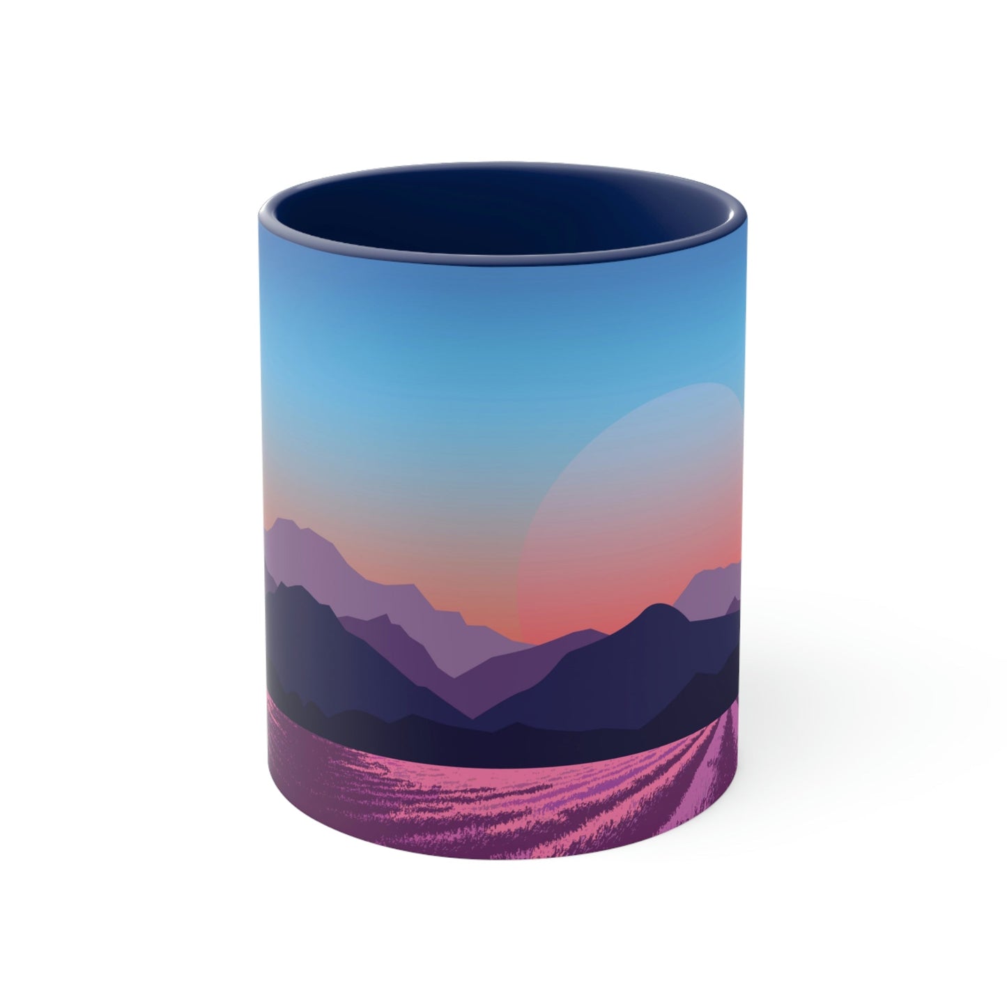 Provence Landscape Lavender Minimal Art Classic Accent Coffee Mug 11oz Ichaku [Perfect Gifts Selection]