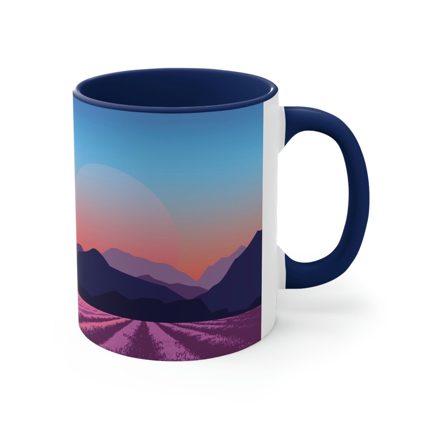 Provence Landscape Lavender Minimal Art Classic Accent Coffee Mug 11oz Ichaku [Perfect Gifts Selection]