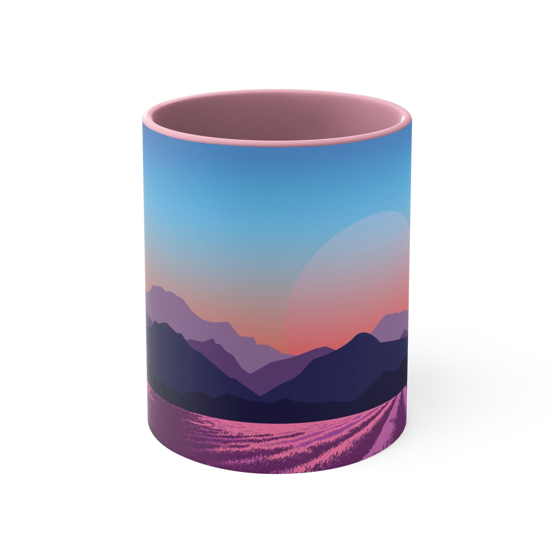 Provence Landscape Lavender Minimal Art Classic Accent Coffee Mug 11oz Ichaku [Perfect Gifts Selection]