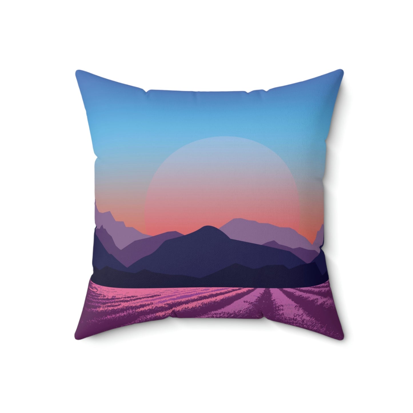 Provence Landscape Lavender Minimal Art Spun Polyester Square Pillow Ichaku [Perfect Gifts Selection]
