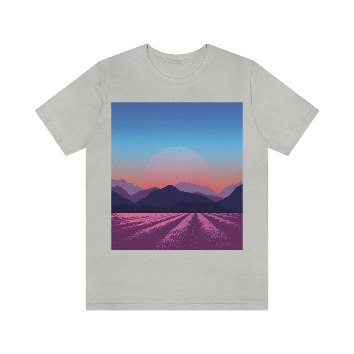 Provence Landscape Lavender Minimal Art Unisex Jersey Short Sleeve T-Shirt Ichaku [Perfect Gifts Selection]