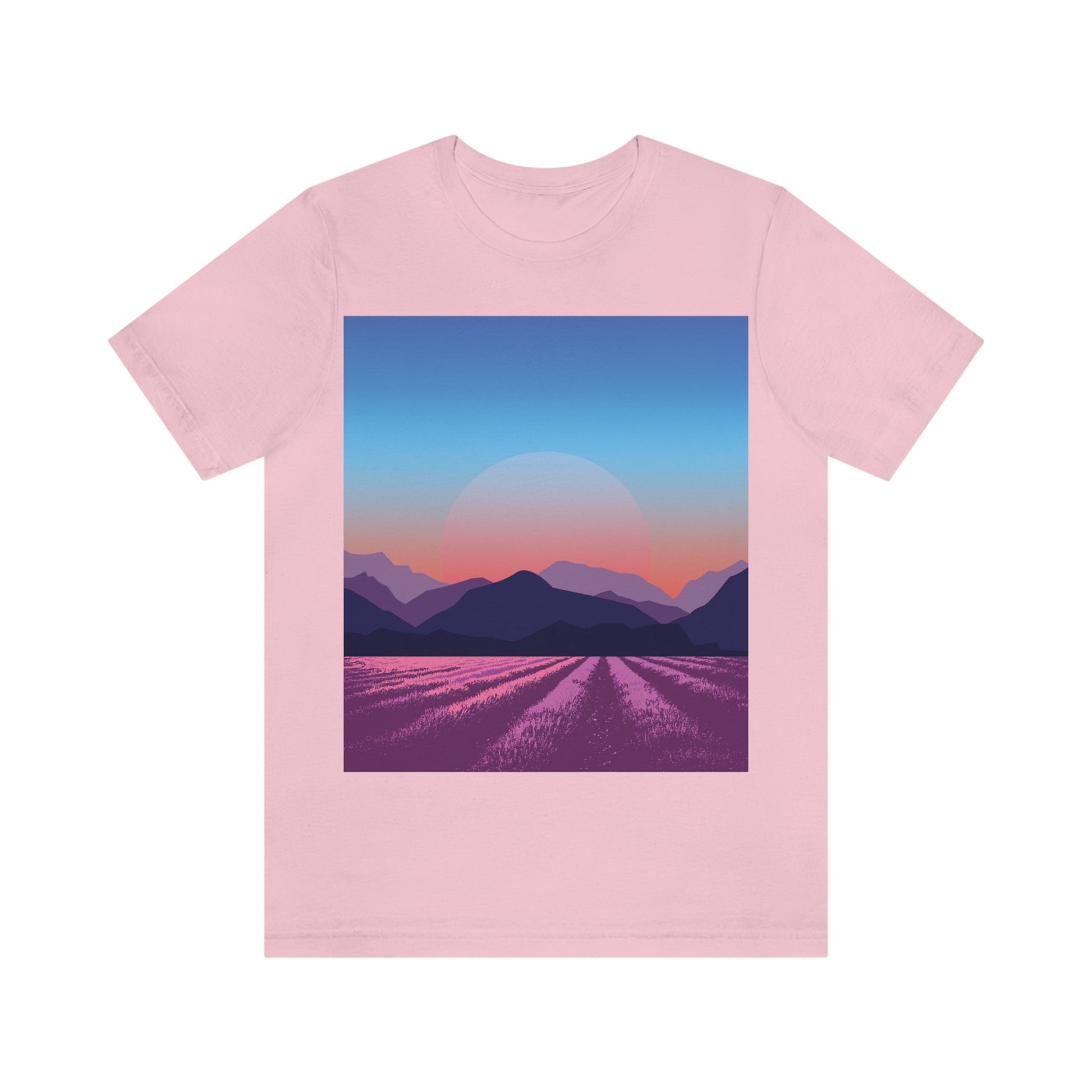 Provence Landscape Lavender Minimal Art Unisex Jersey Short Sleeve T-Shirt Ichaku [Perfect Gifts Selection]