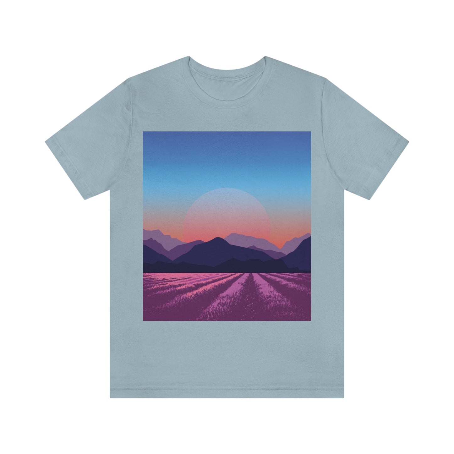 Provence Landscape Lavender Minimal Art Unisex Jersey Short Sleeve T-Shirt Ichaku [Perfect Gifts Selection]