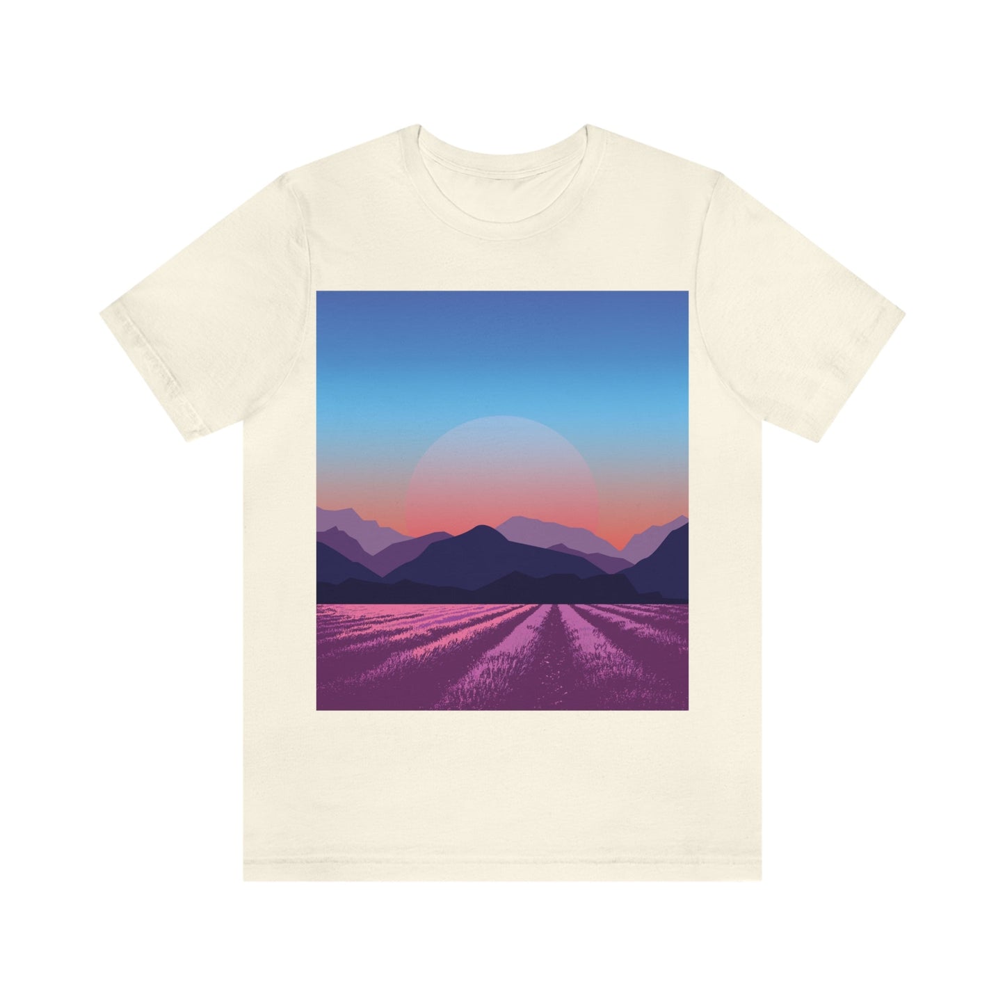 Provence Landscape Lavender Minimal Art Unisex Jersey Short Sleeve T-Shirt Ichaku [Perfect Gifts Selection]