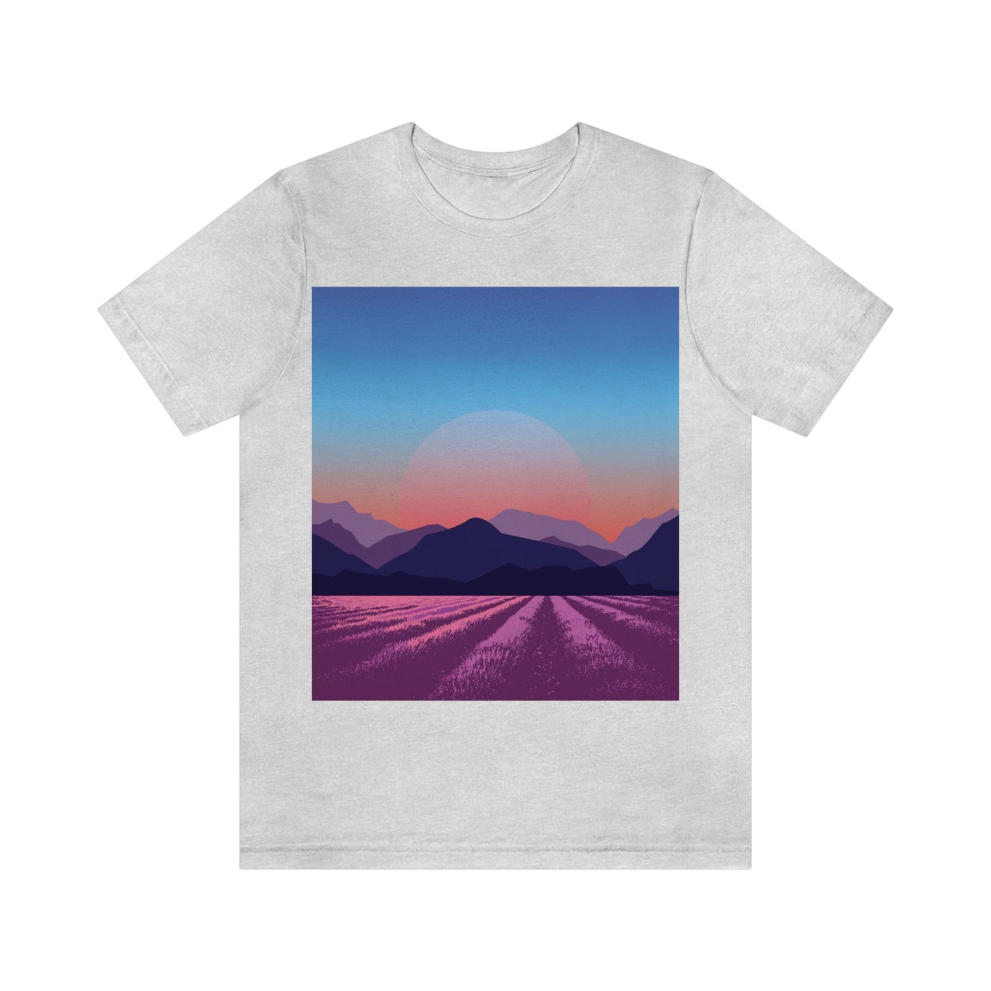 Provence Landscape Lavender Minimal Art Unisex Jersey Short Sleeve T-Shirt Ichaku [Perfect Gifts Selection]