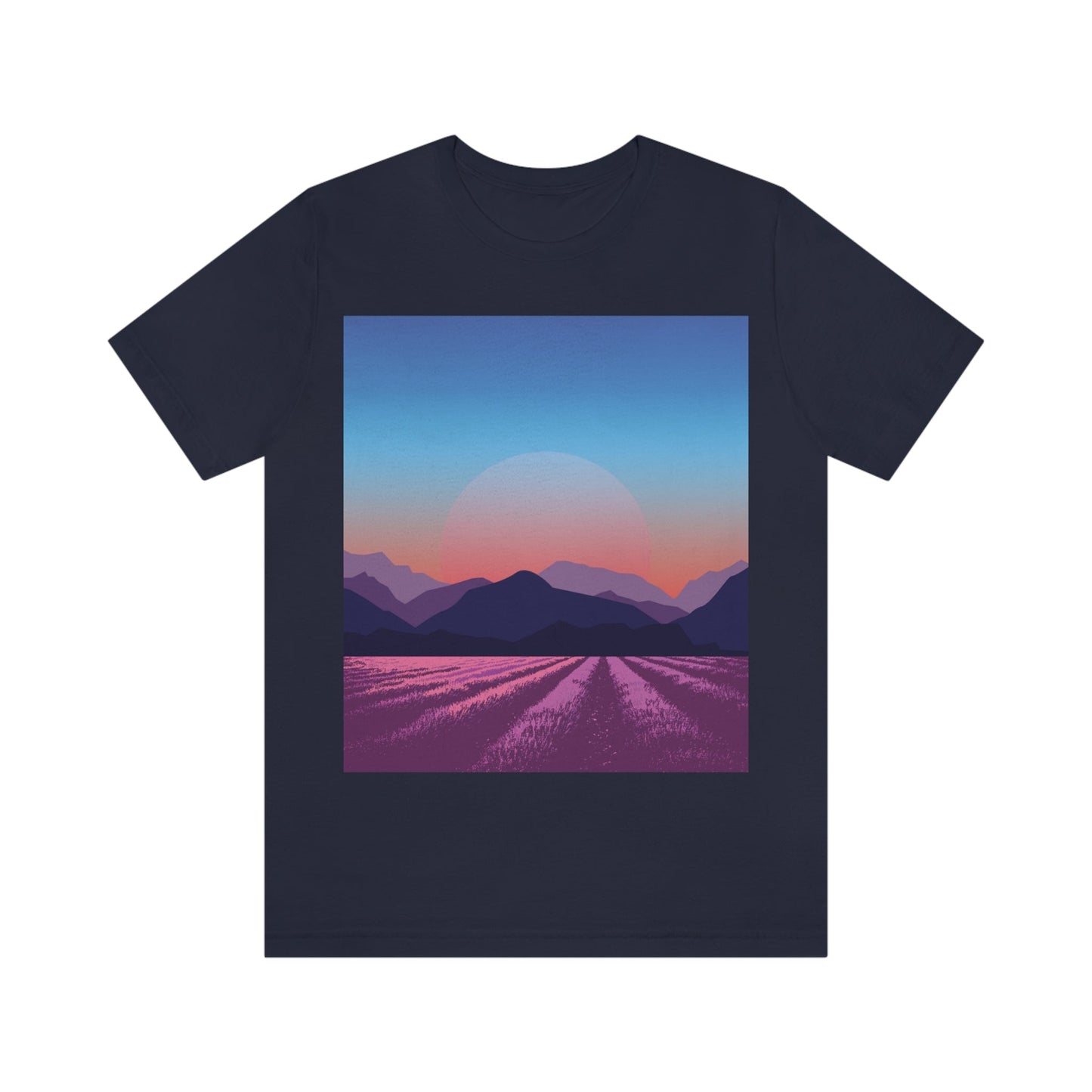 Provence Landscape Lavender Minimal Art Unisex Jersey Short Sleeve T-Shirt Ichaku [Perfect Gifts Selection]