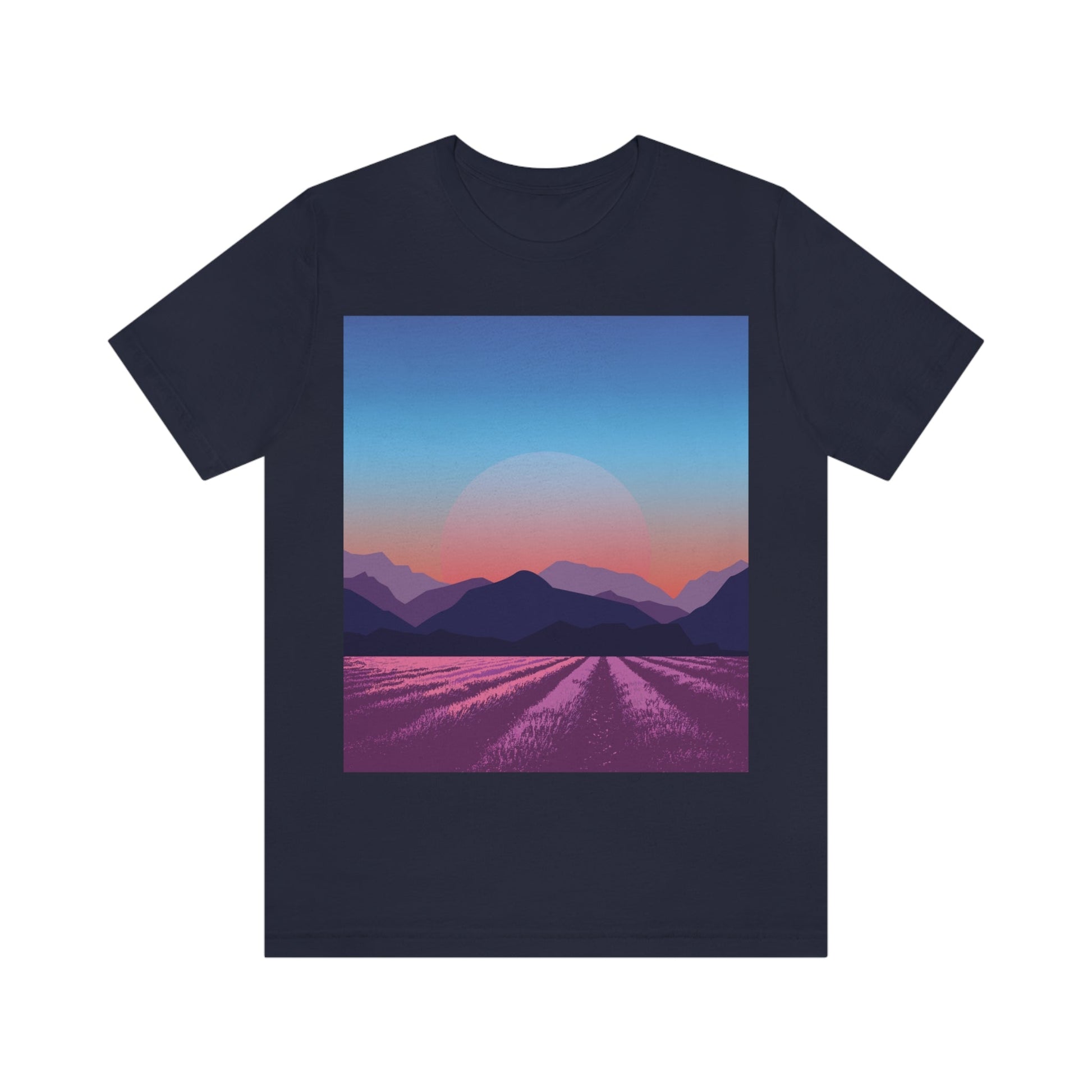 Provence Landscape Lavender Minimal Art Unisex Jersey Short Sleeve T-Shirt Ichaku [Perfect Gifts Selection]