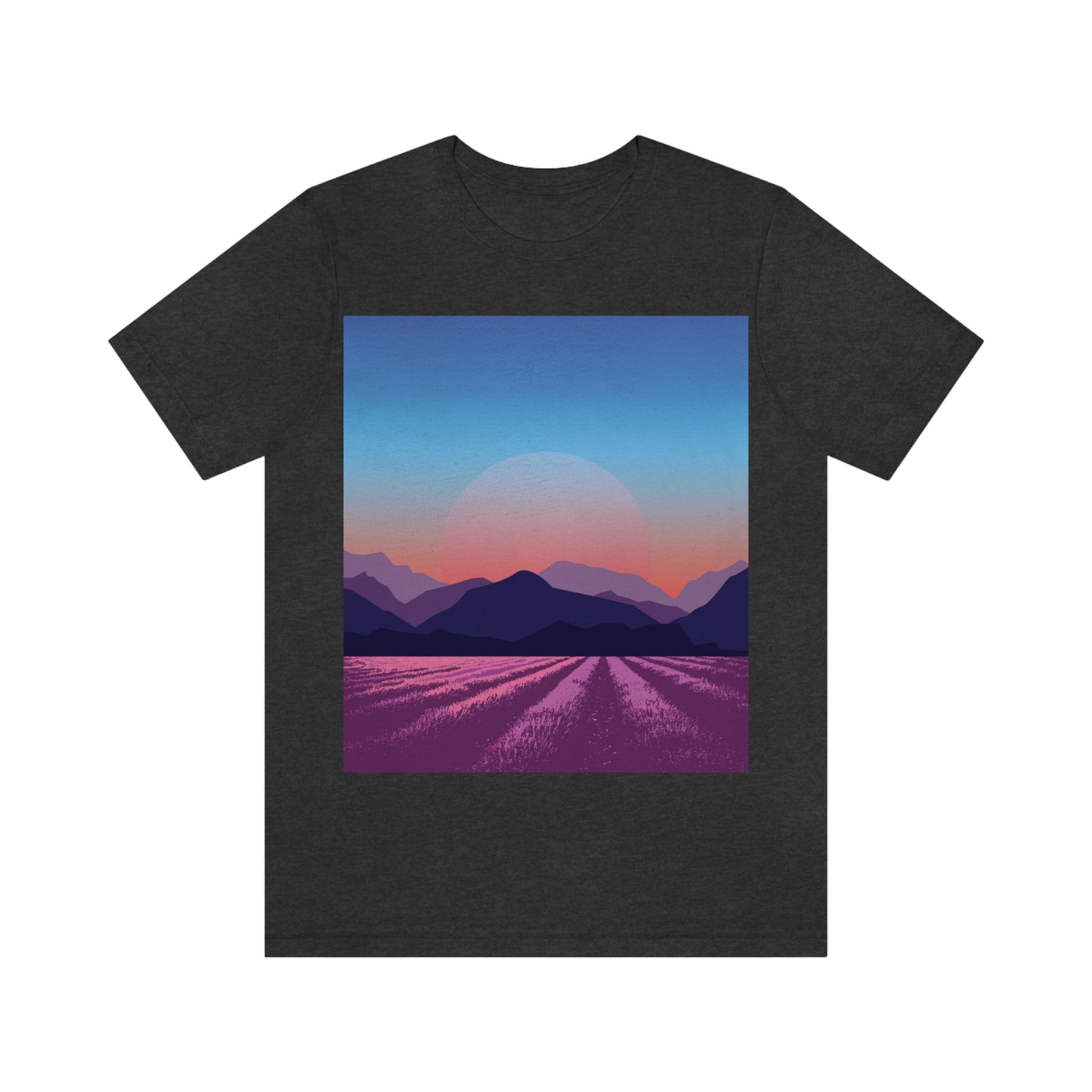 Provence Landscape Lavender Minimal Art Unisex Jersey Short Sleeve T-Shirt Ichaku [Perfect Gifts Selection]