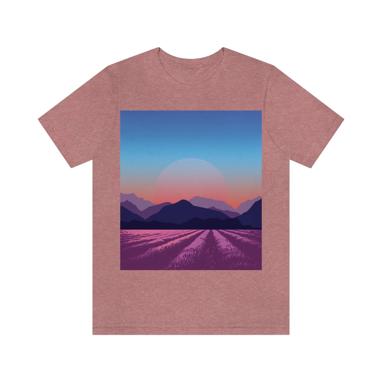 Provence Landscape Lavender Minimal Art Unisex Jersey Short Sleeve T-Shirt Ichaku [Perfect Gifts Selection]