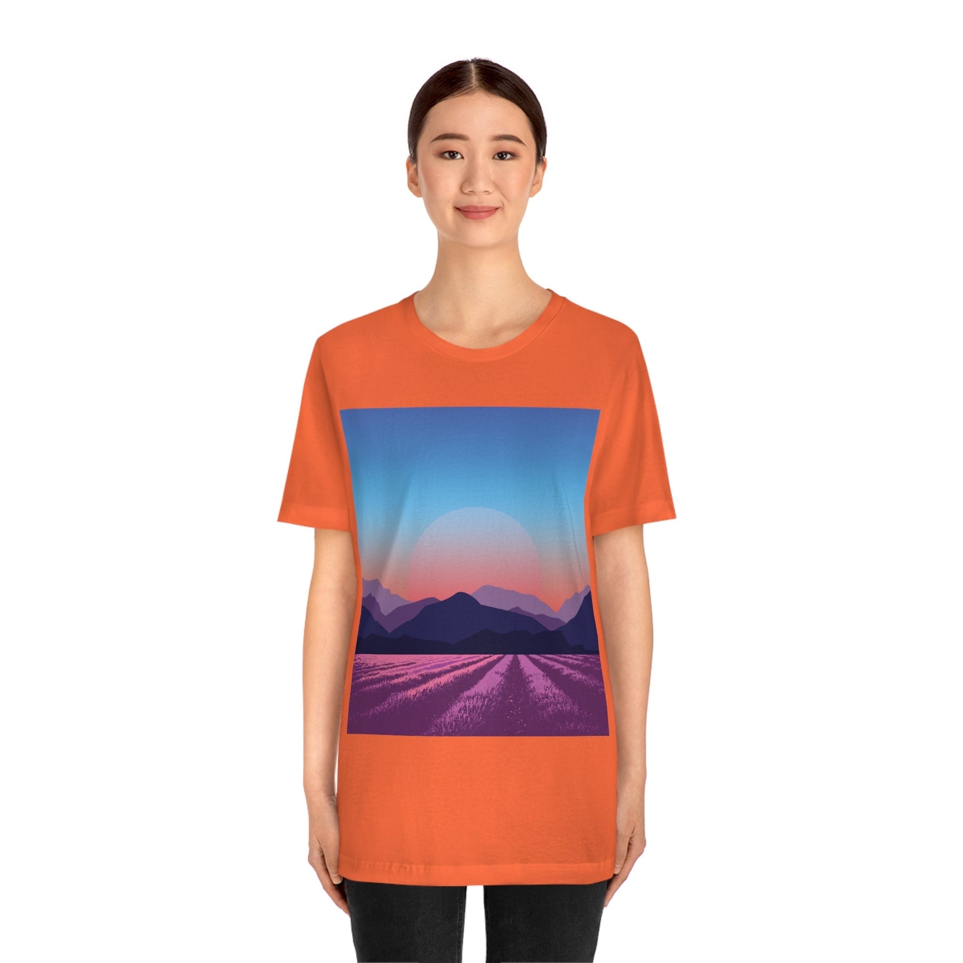 Provence Landscape Lavender Minimal Art Unisex Jersey Short Sleeve T-Shirt Ichaku [Perfect Gifts Selection]