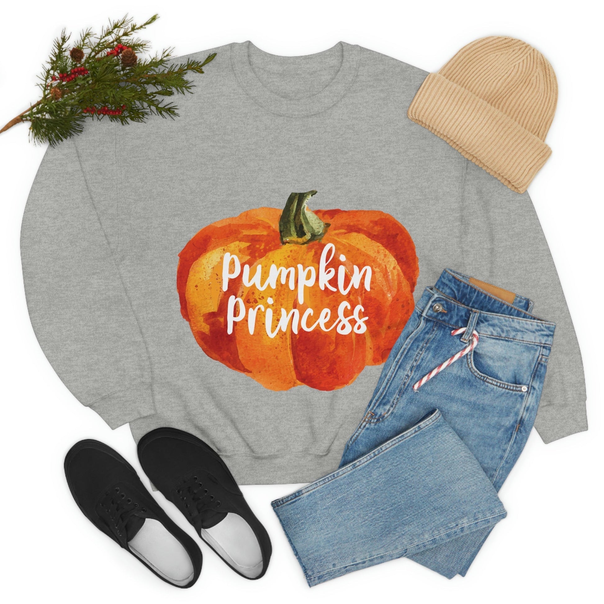 Pumpkin Halloween Princess Spooky Monster Jack O Lantern Unisex Heavy Blend™ Crewneck Sweatshirt Ichaku [Perfect Gifts Selection]