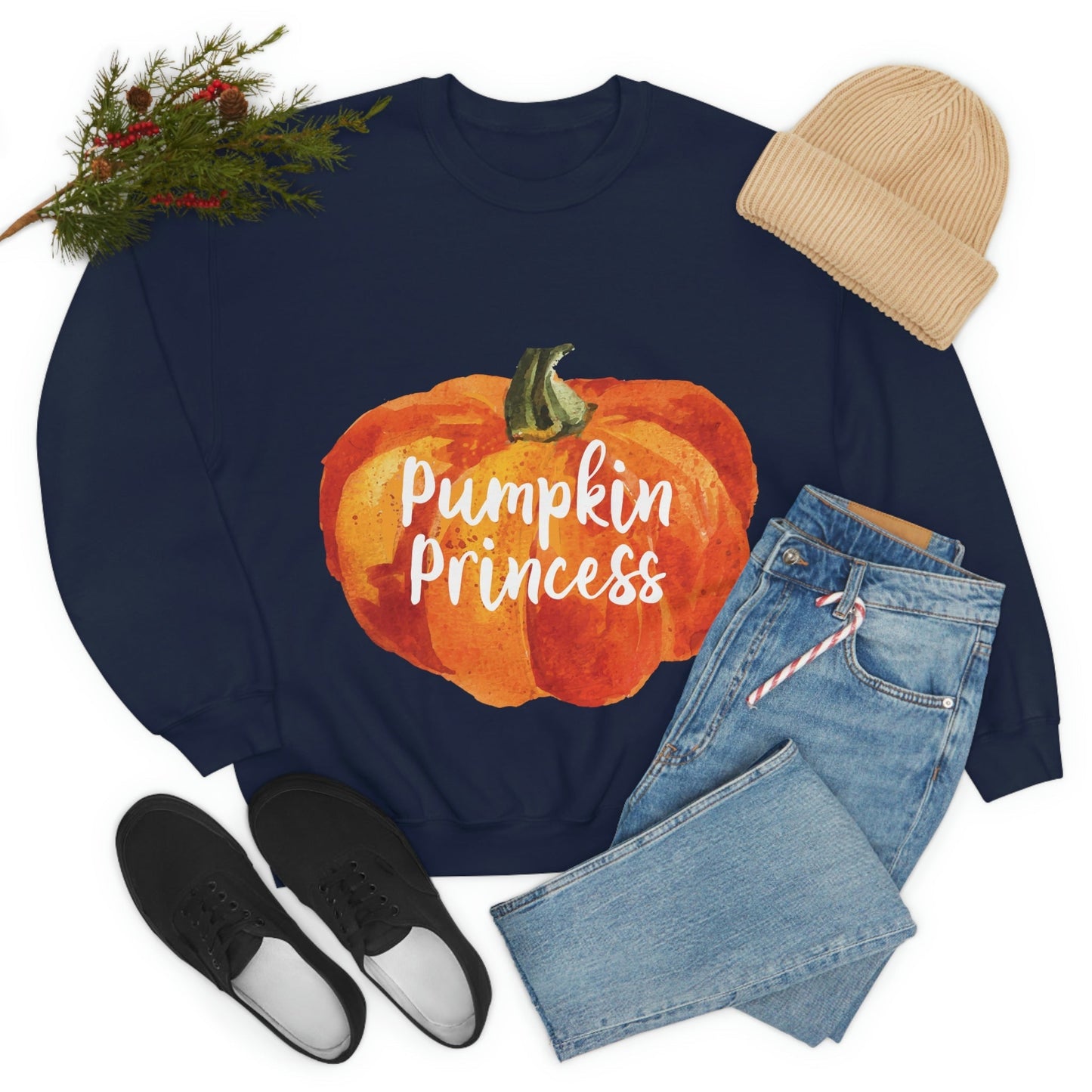 Pumpkin Halloween Princess Spooky Monster Jack O Lantern Unisex Heavy Blend™ Crewneck Sweatshirt Ichaku [Perfect Gifts Selection]