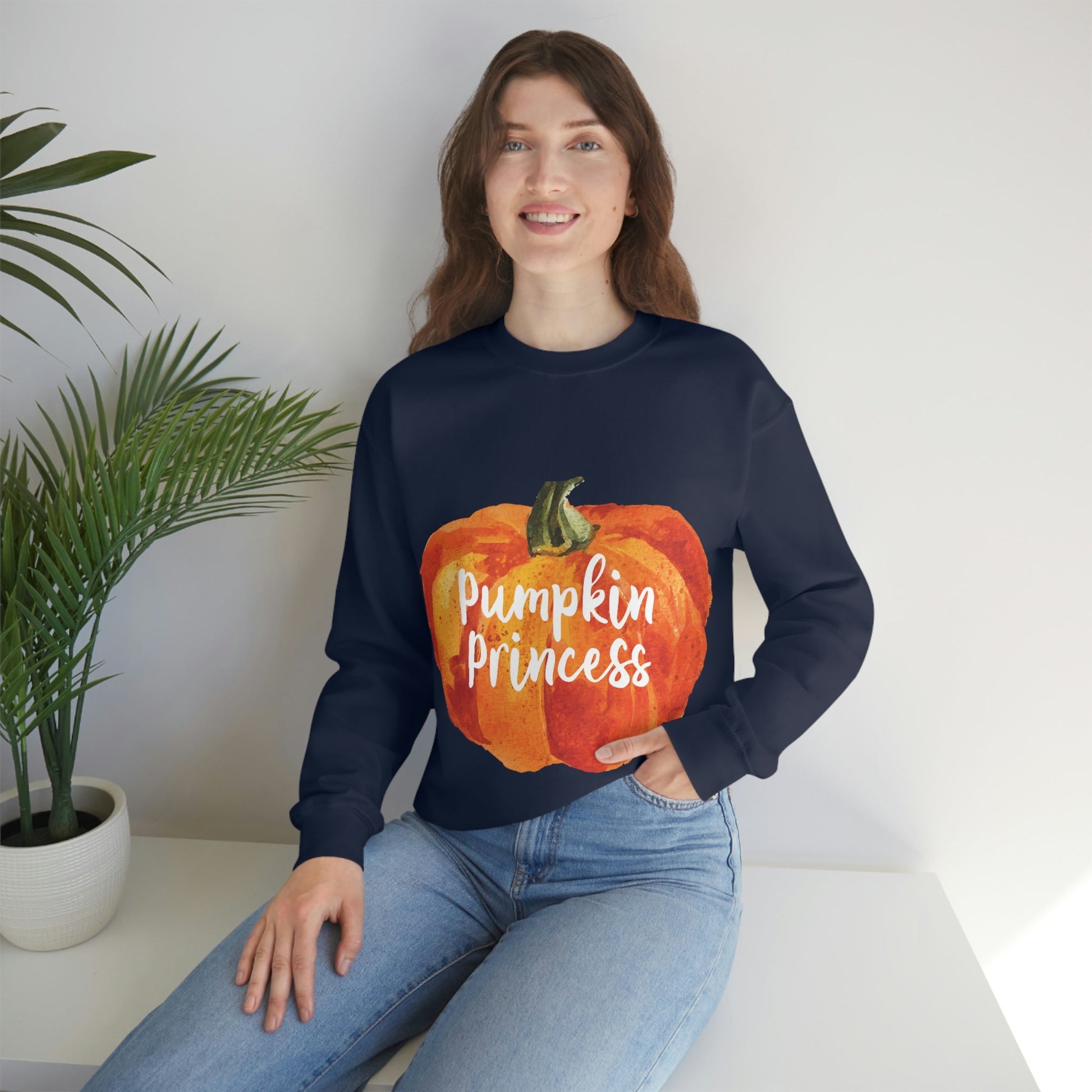 Pumpkin Halloween Princess Spooky Monster Jack O Lantern Unisex Heavy Blend™ Crewneck Sweatshirt Ichaku [Perfect Gifts Selection]