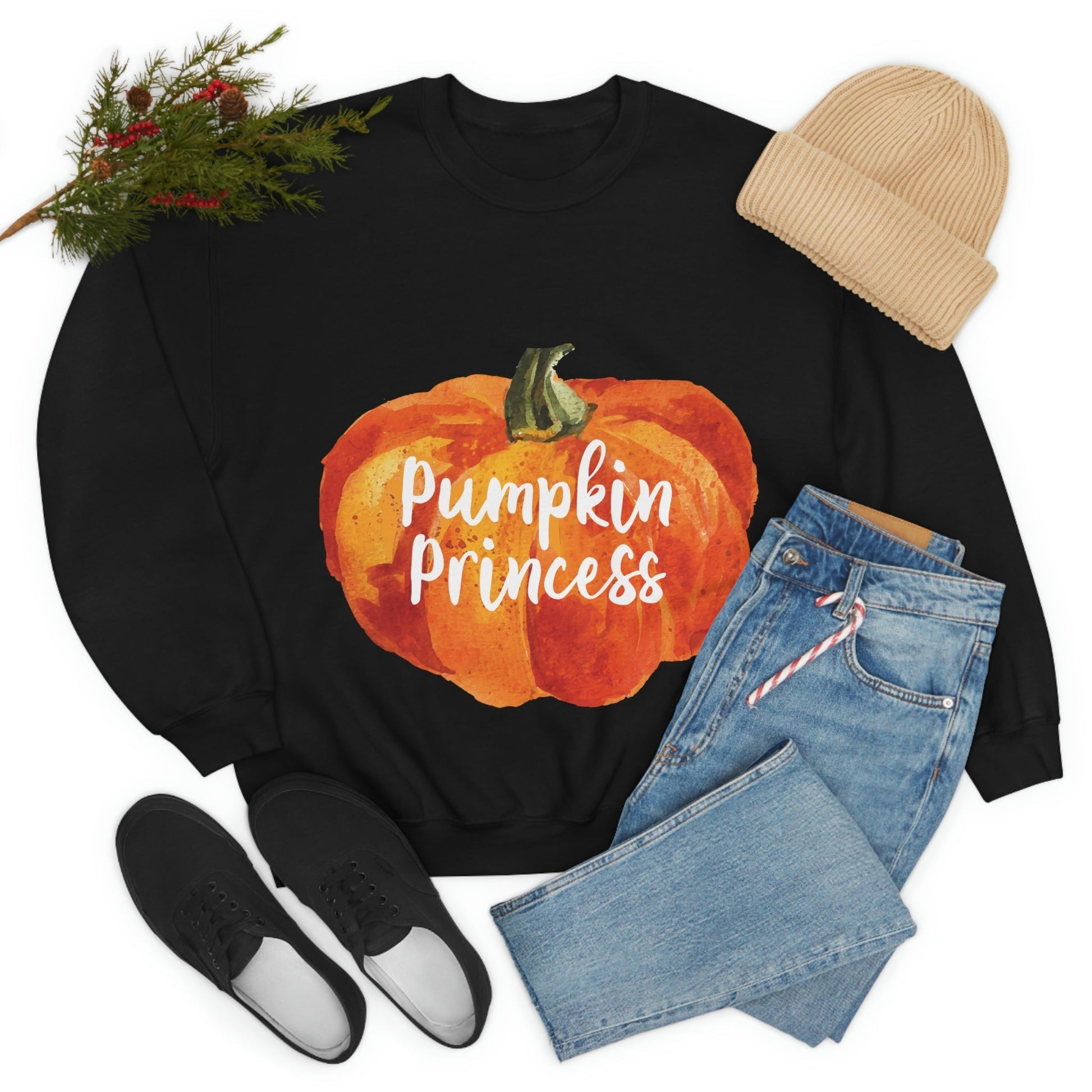 Pumpkin Halloween Princess Spooky Monster Jack O Lantern Unisex Heavy Blend™ Crewneck Sweatshirt Ichaku [Perfect Gifts Selection]