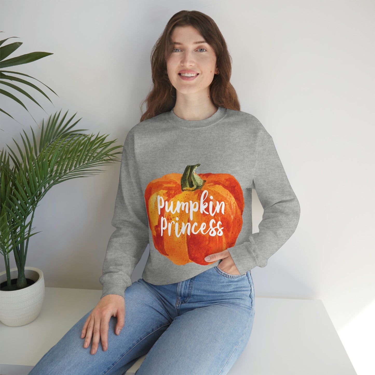 Pumpkin Halloween Princess Spooky Monster Jack O Lantern Unisex Heavy Blend™ Crewneck Sweatshirt Ichaku [Perfect Gifts Selection]