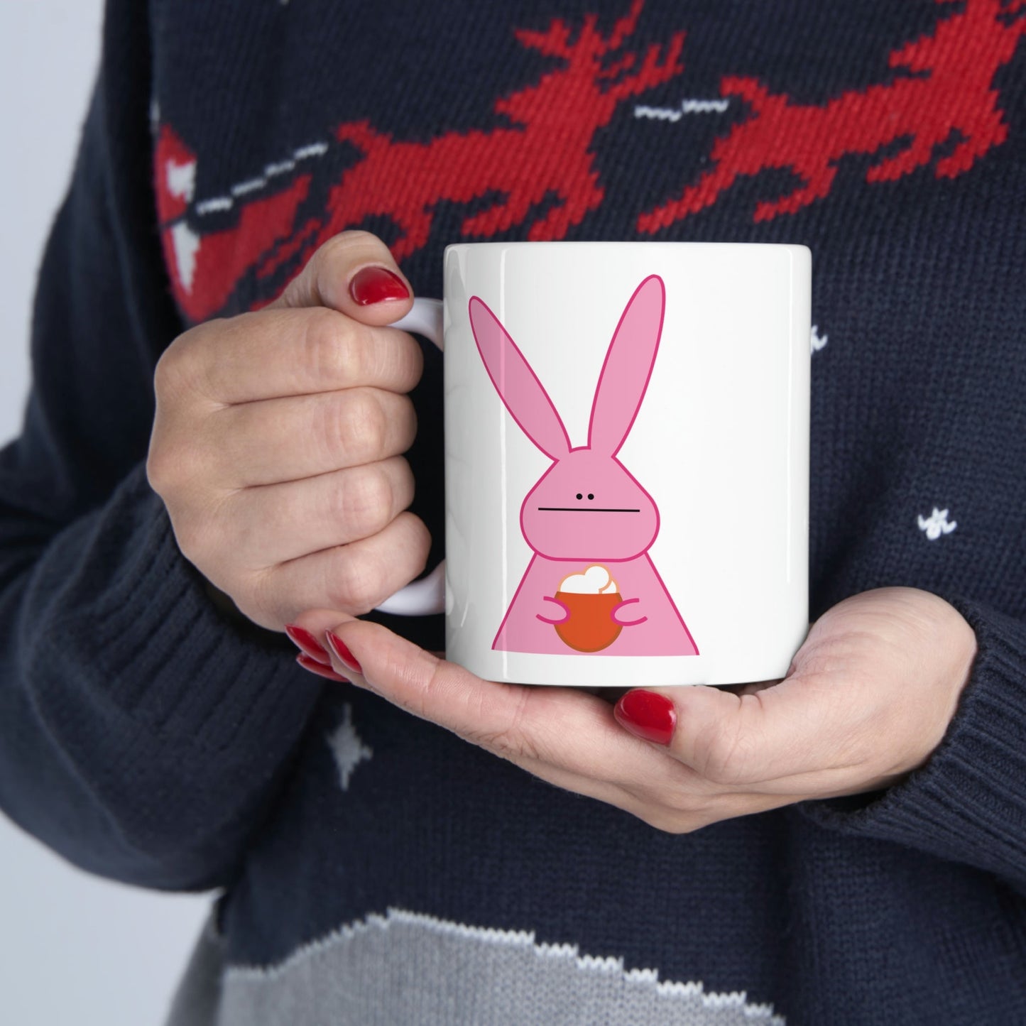 Pumpkin Latte The Fall Mood Pink Rabbit Ceramic Mug 11oz Ichaku [Perfect Gifts Selection]