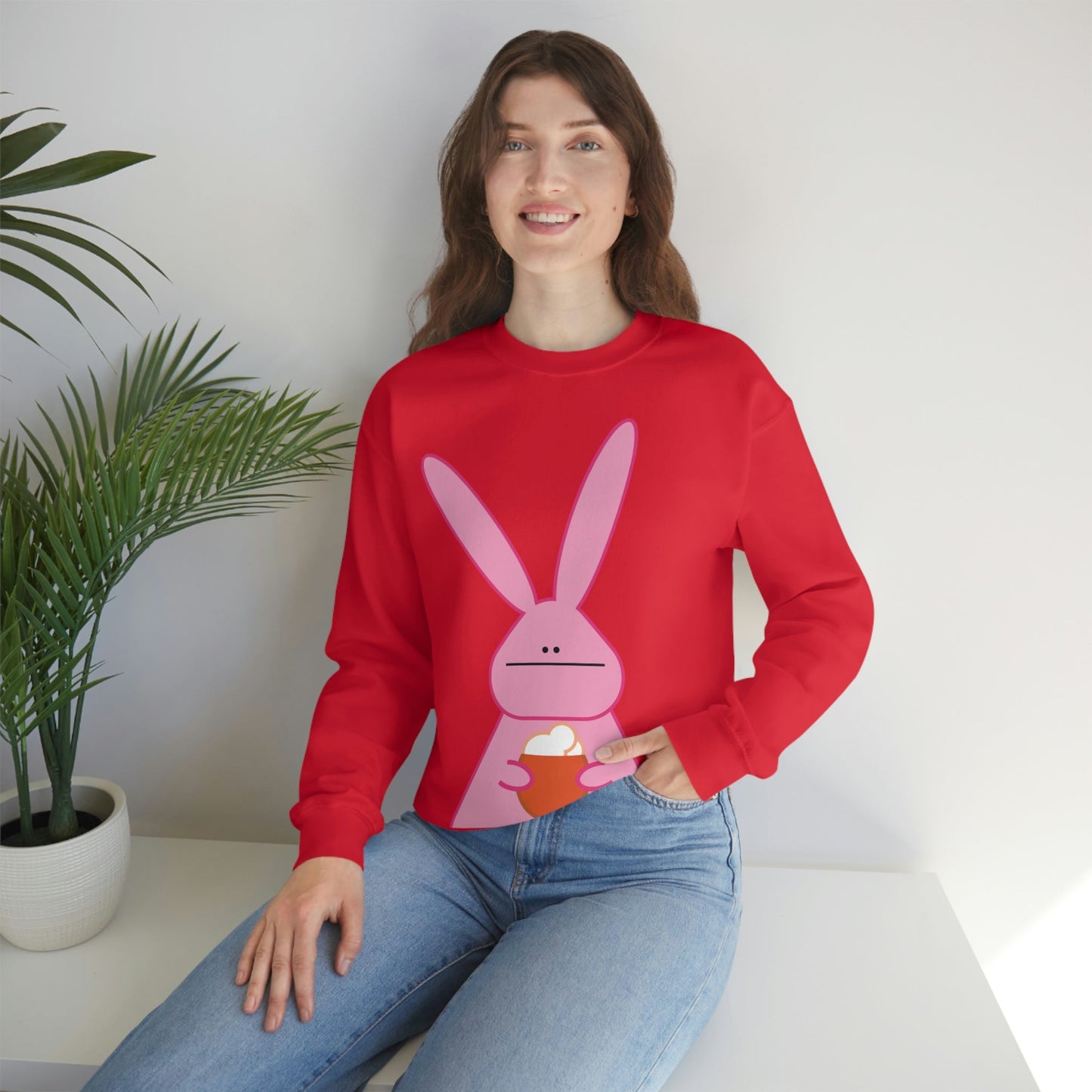 Pumpkin Latte The Fall Mood Pink Rabbit Unisex Heavy Blend™ Crewneck Sweatshirt Ichaku [Perfect Gifts Selection]