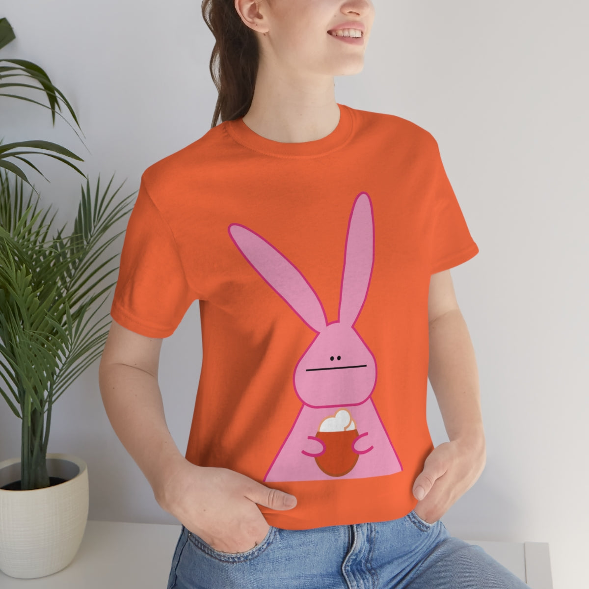 Pumpkin Latte The Fall Mood Pink Rabbit Unisex Jersey Short Sleeve T-Shirt Ichaku [Perfect Gifts Selection]