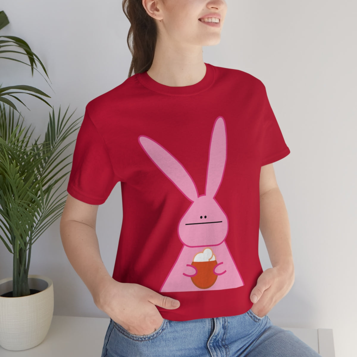 Pumpkin Latte The Fall Mood Pink Rabbit Unisex Jersey Short Sleeve T-Shirt Ichaku [Perfect Gifts Selection]