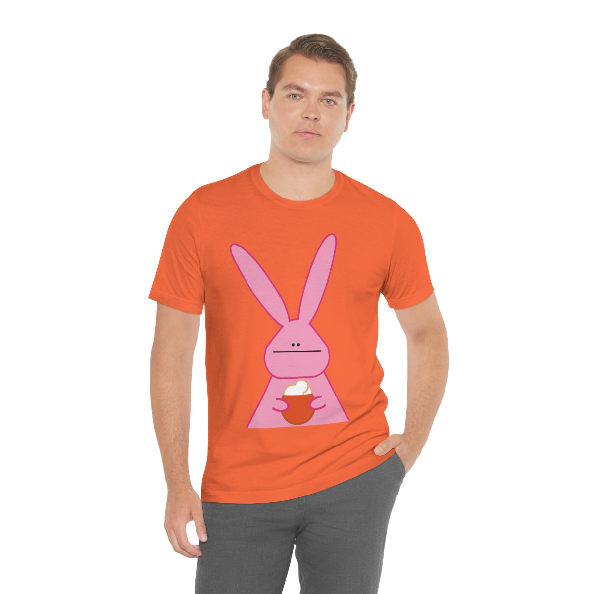 Pumpkin Latte The Fall Mood Pink Rabbit Unisex Jersey Short Sleeve T-Shirt Ichaku [Perfect Gifts Selection]