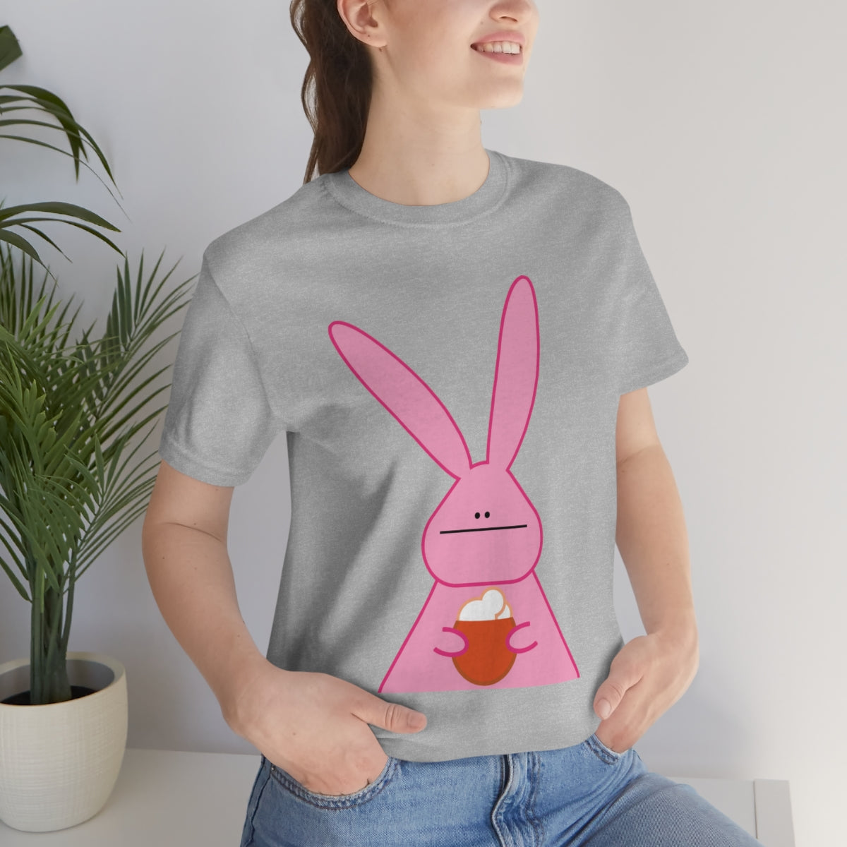 Pumpkin Latte The Fall Mood Pink Rabbit Unisex Jersey Short Sleeve T-Shirt Ichaku [Perfect Gifts Selection]