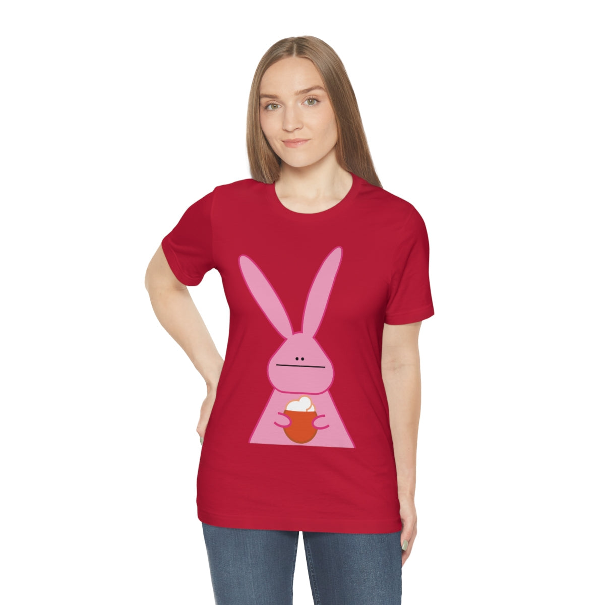 Pumpkin Latte The Fall Mood Pink Rabbit Unisex Jersey Short Sleeve T-Shirt Ichaku [Perfect Gifts Selection]