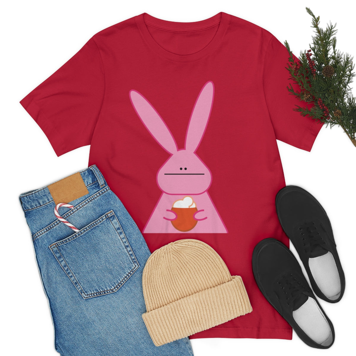 Pumpkin Latte The Fall Mood Pink Rabbit Unisex Jersey Short Sleeve T-Shirt Ichaku [Perfect Gifts Selection]