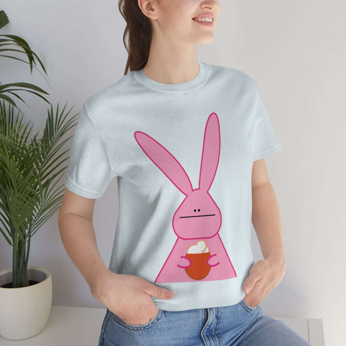 Pumpkin Latte The Fall Mood Pink Rabbit Unisex Jersey Short Sleeve T-Shirt Ichaku [Perfect Gifts Selection]