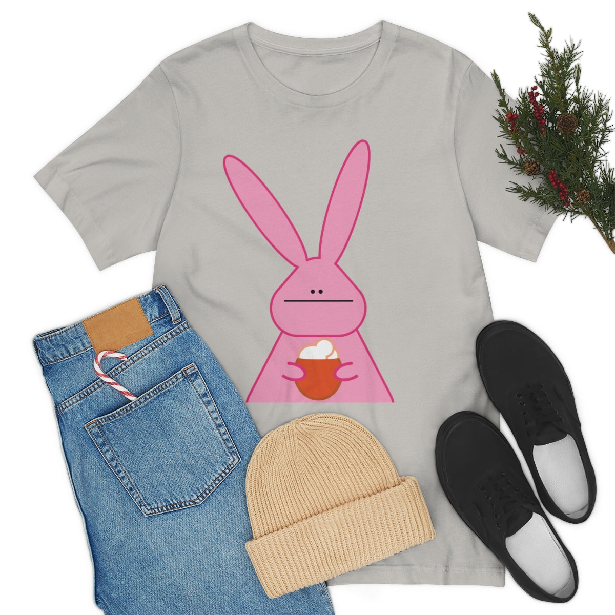 Pumpkin Latte The Fall Mood Pink Rabbit Unisex Jersey Short Sleeve T-Shirt Ichaku [Perfect Gifts Selection]