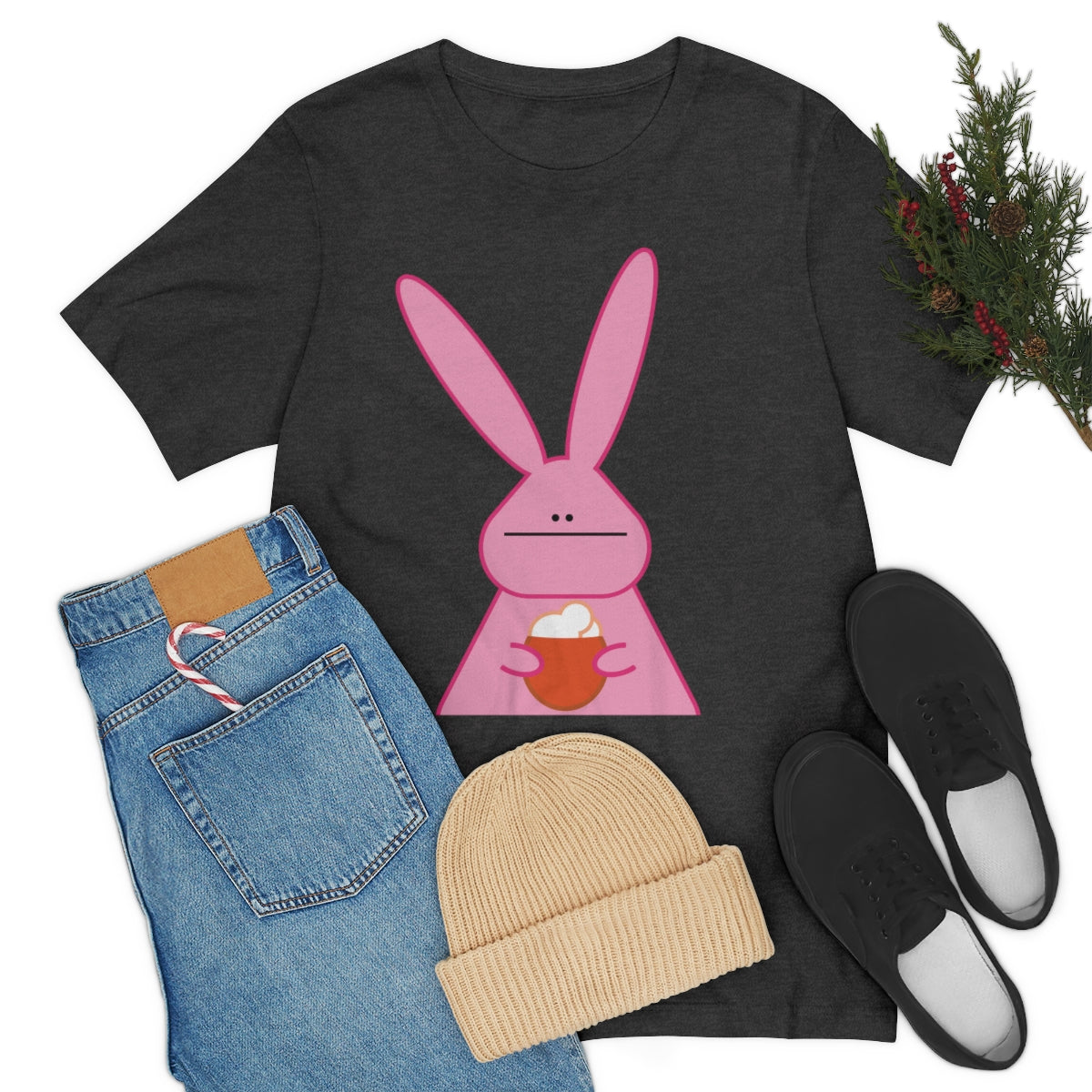 Pumpkin Latte The Fall Mood Pink Rabbit Unisex Jersey Short Sleeve T-Shirt Ichaku [Perfect Gifts Selection]