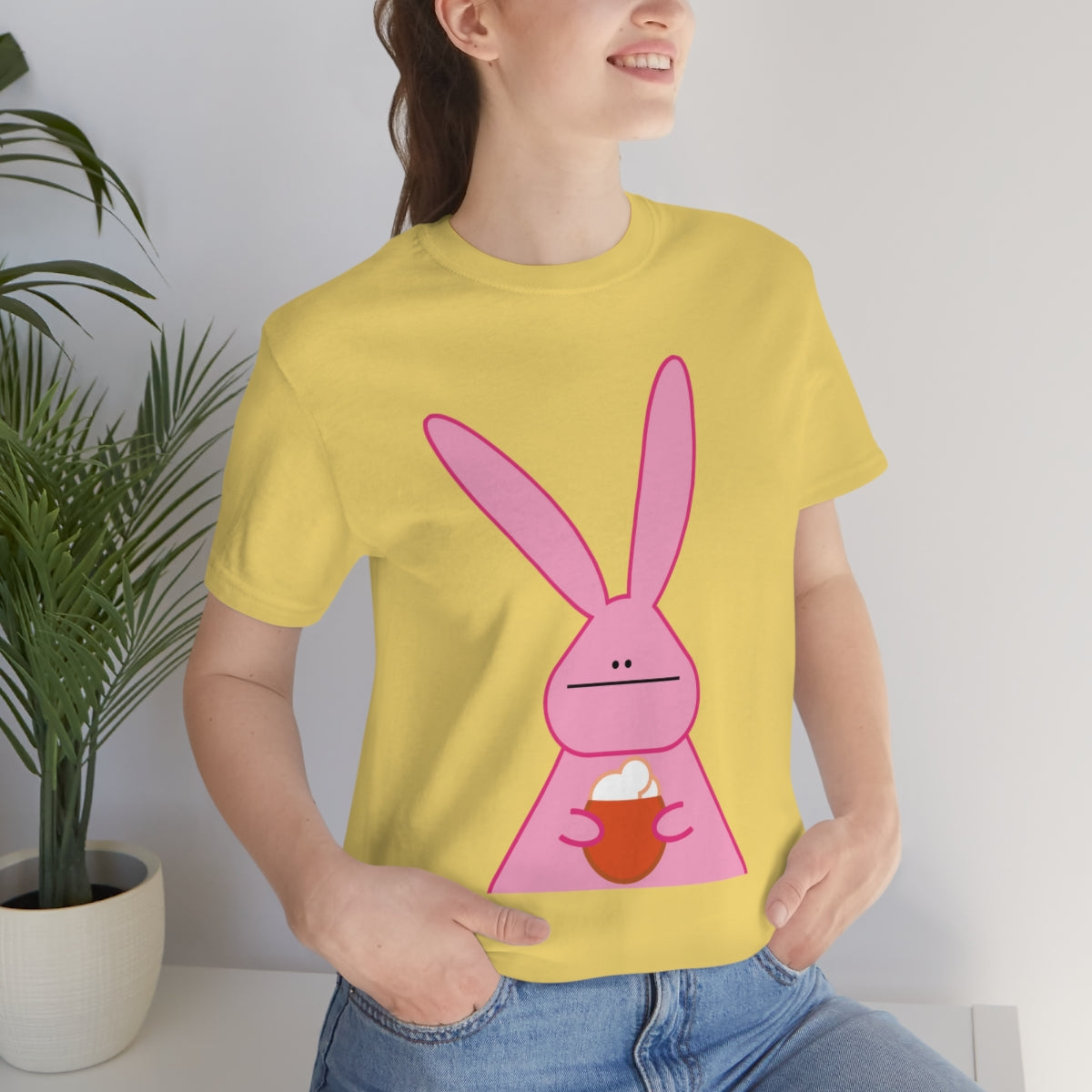 Pumpkin Latte The Fall Mood Pink Rabbit Unisex Jersey Short Sleeve T-Shirt Ichaku [Perfect Gifts Selection]