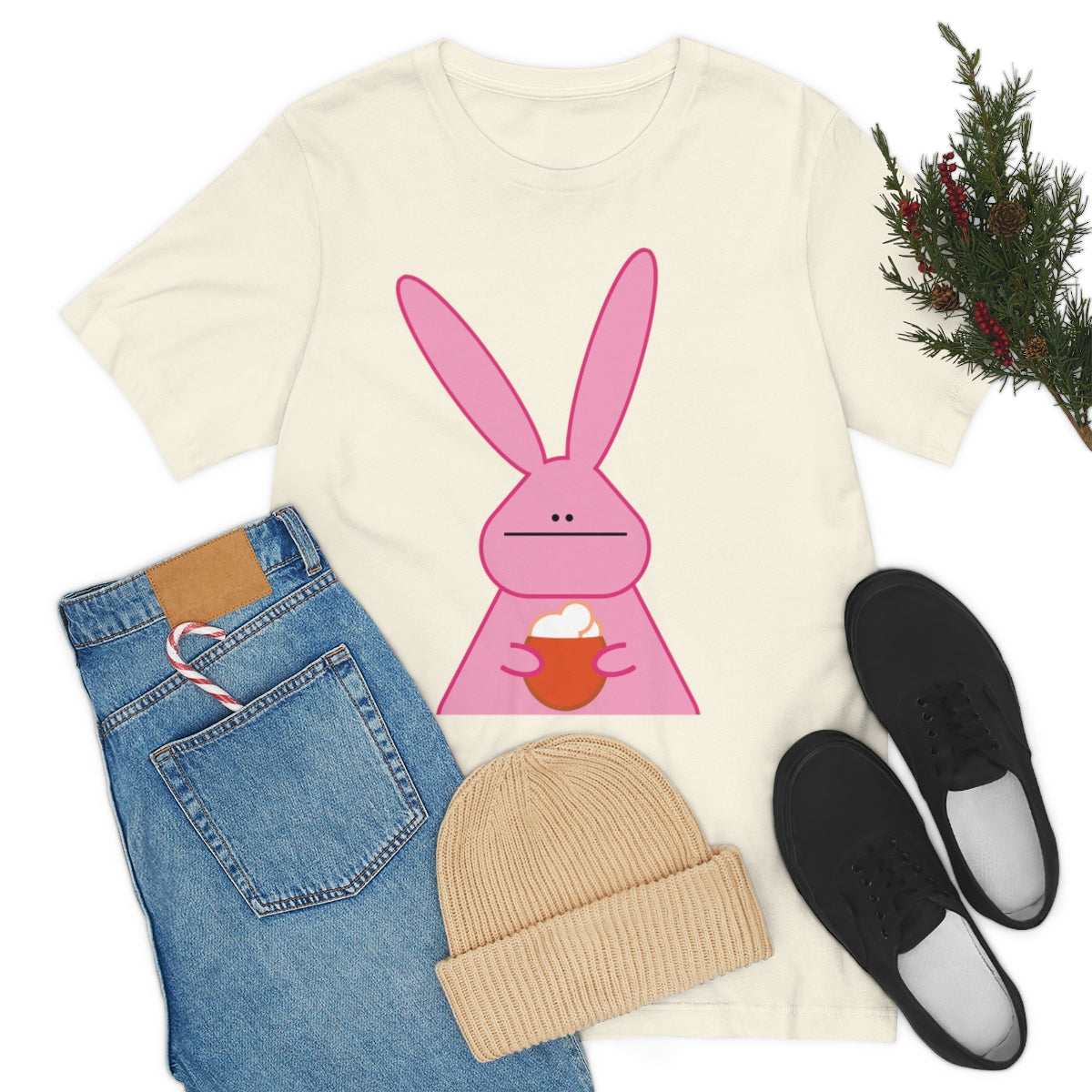 Pumpkin Latte The Fall Mood Pink Rabbit Unisex Jersey Short Sleeve T-Shirt Ichaku [Perfect Gifts Selection]