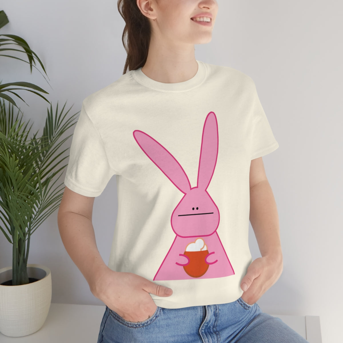 Pumpkin Latte The Fall Mood Pink Rabbit Unisex Jersey Short Sleeve T-Shirt Ichaku [Perfect Gifts Selection]