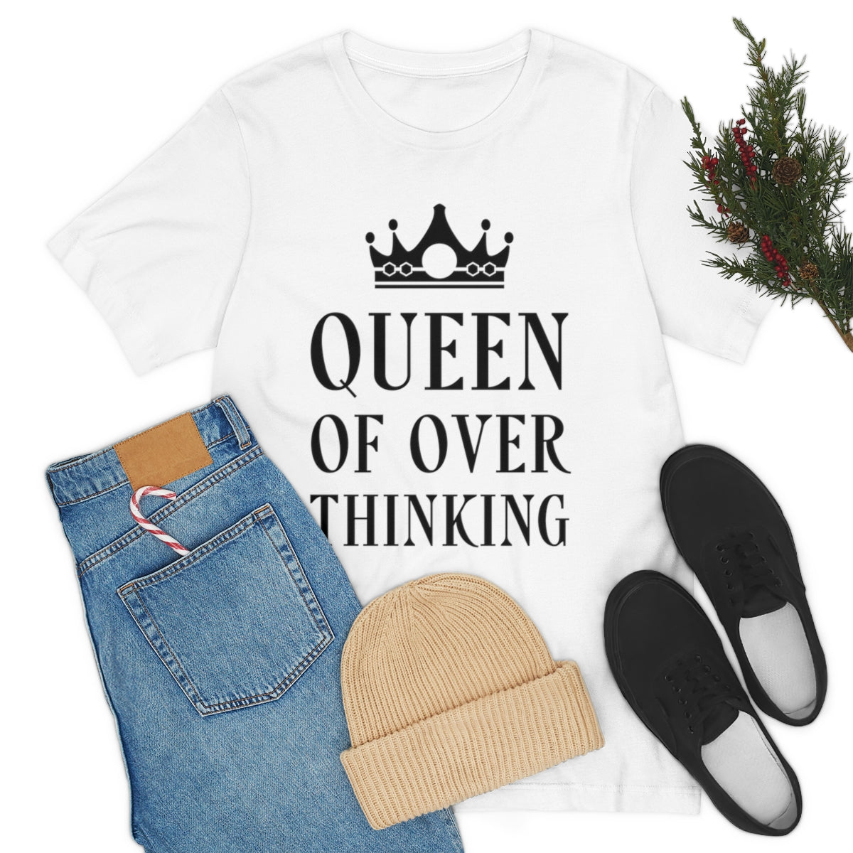 Queen of Over thinking Empowering Quotes Unisex Jersey Short Sleeve T-Shirt Ichaku [Perfect Gifts Selection]