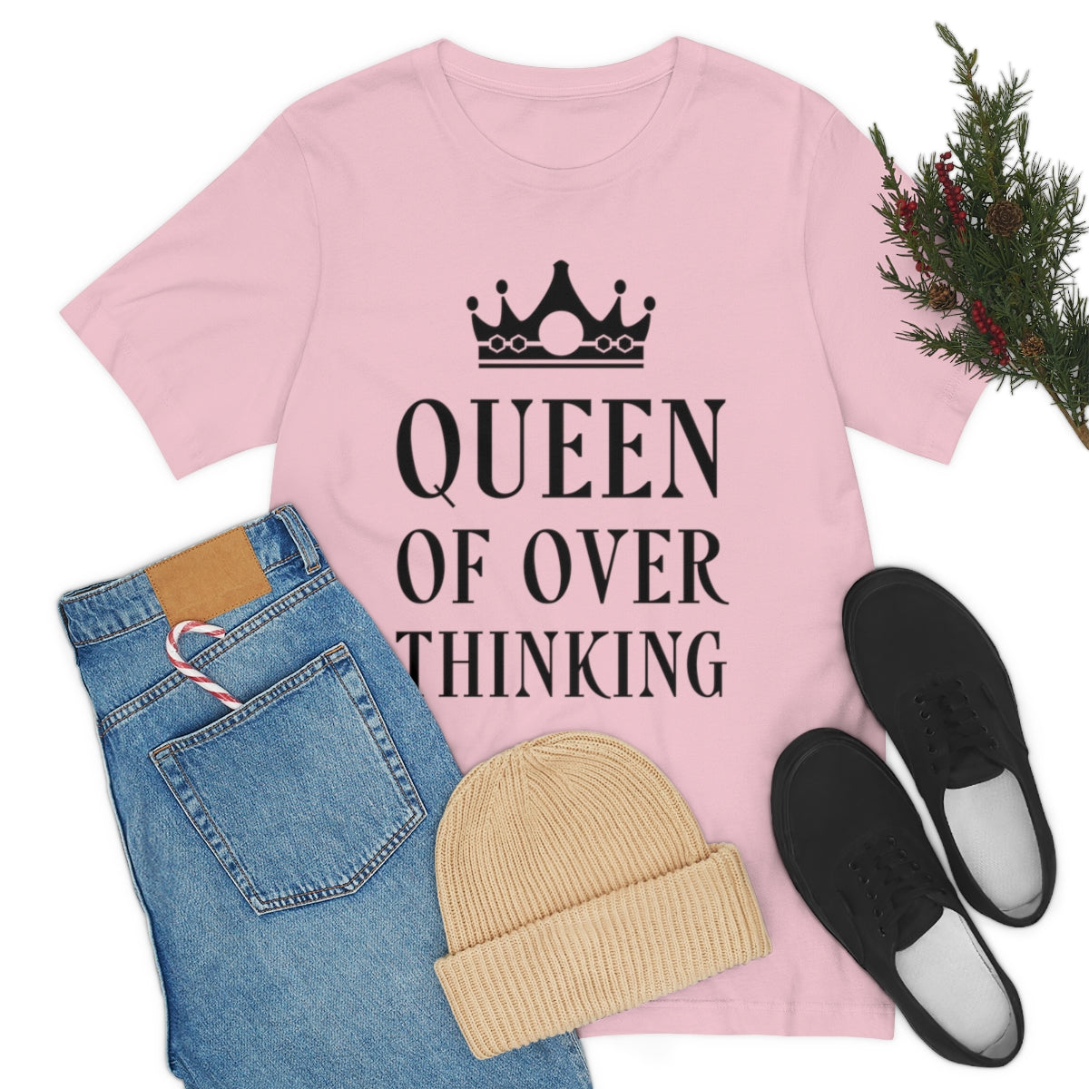 Queen of Over thinking Empowering Quotes Unisex Jersey Short Sleeve T-Shirt Ichaku [Perfect Gifts Selection]
