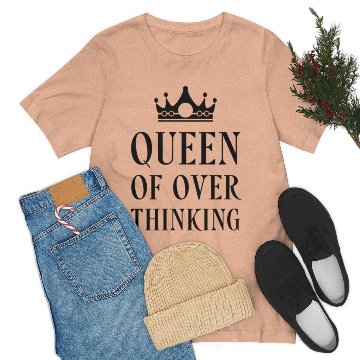 Queen of Over thinking Empowering Quotes Unisex Jersey Short Sleeve T-Shirt Ichaku [Perfect Gifts Selection]