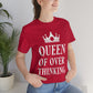 Queen of Over thinking Empowering Quotes White Text Unisex Jersey Short Sleeve T-Shirt Ichaku [Perfect Gifts Selection]