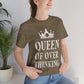 Queen of Over thinking Empowering Quotes White Text Unisex Jersey Short Sleeve T-Shirt Ichaku [Perfect Gifts Selection]