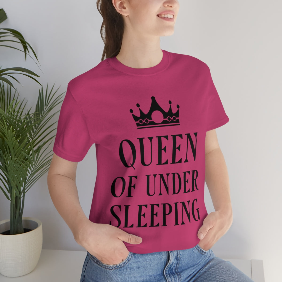 Queen of Under sleeping Sleep Humor Quotes Unisex Jersey Short Sleeve T-Shirt Ichaku [Perfect Gifts Selection]