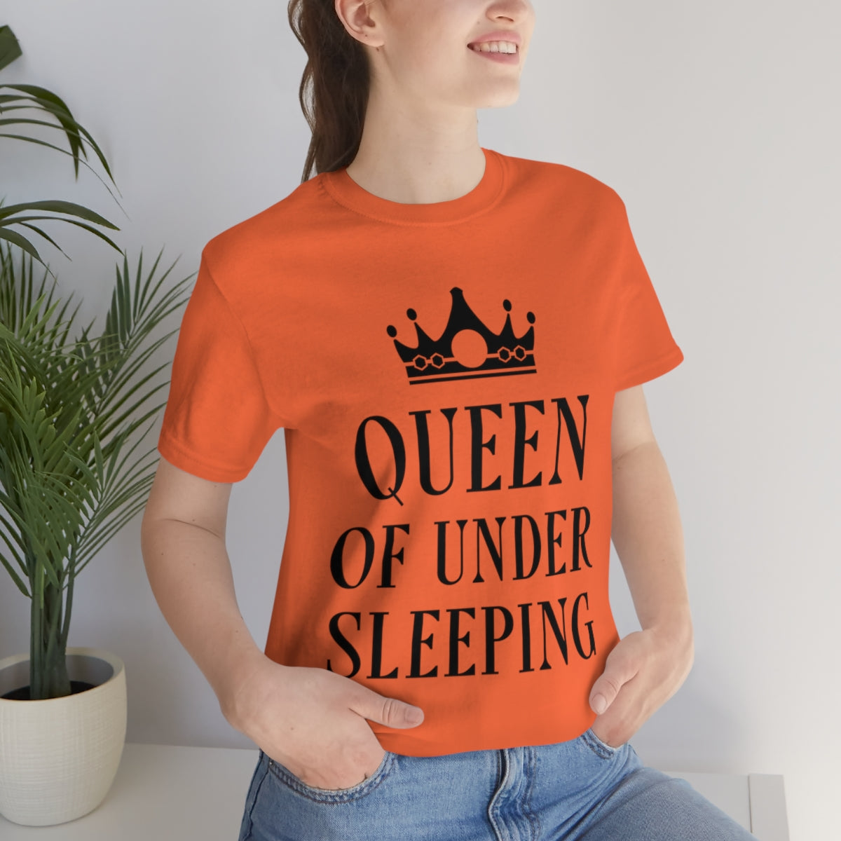 Queen of Under sleeping Sleep Humor Quotes Unisex Jersey Short Sleeve T-Shirt Ichaku [Perfect Gifts Selection]