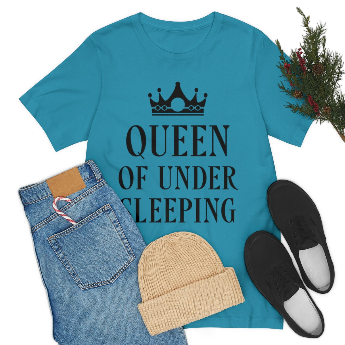 Queen of Under sleeping Sleep Humor Quotes Unisex Jersey Short Sleeve T-Shirt Ichaku [Perfect Gifts Selection]