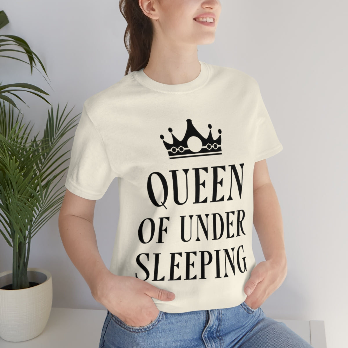 Queen of Under sleeping Sleep Humor Quotes Unisex Jersey Short Sleeve T-Shirt Ichaku [Perfect Gifts Selection]