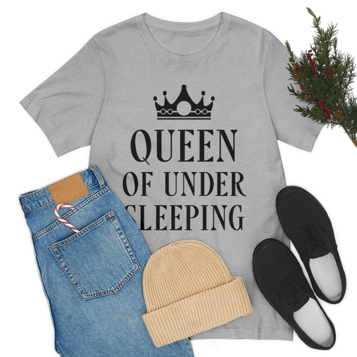 Queen of Under sleeping Sleep Humor Quotes Unisex Jersey Short Sleeve T-Shirt Ichaku [Perfect Gifts Selection]