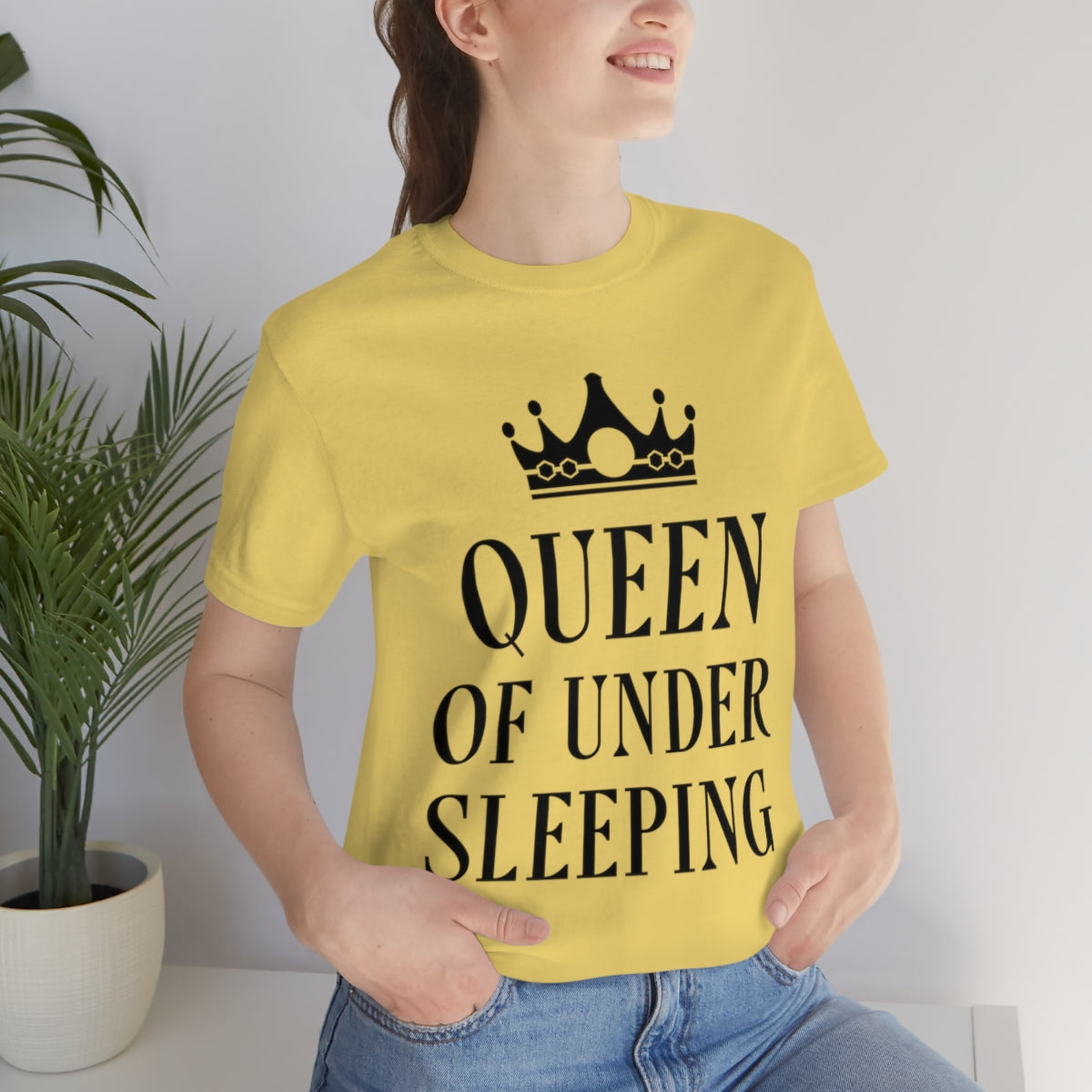 Queen of Under sleeping Sleep Humor Quotes Unisex Jersey Short Sleeve T-Shirt Ichaku [Perfect Gifts Selection]